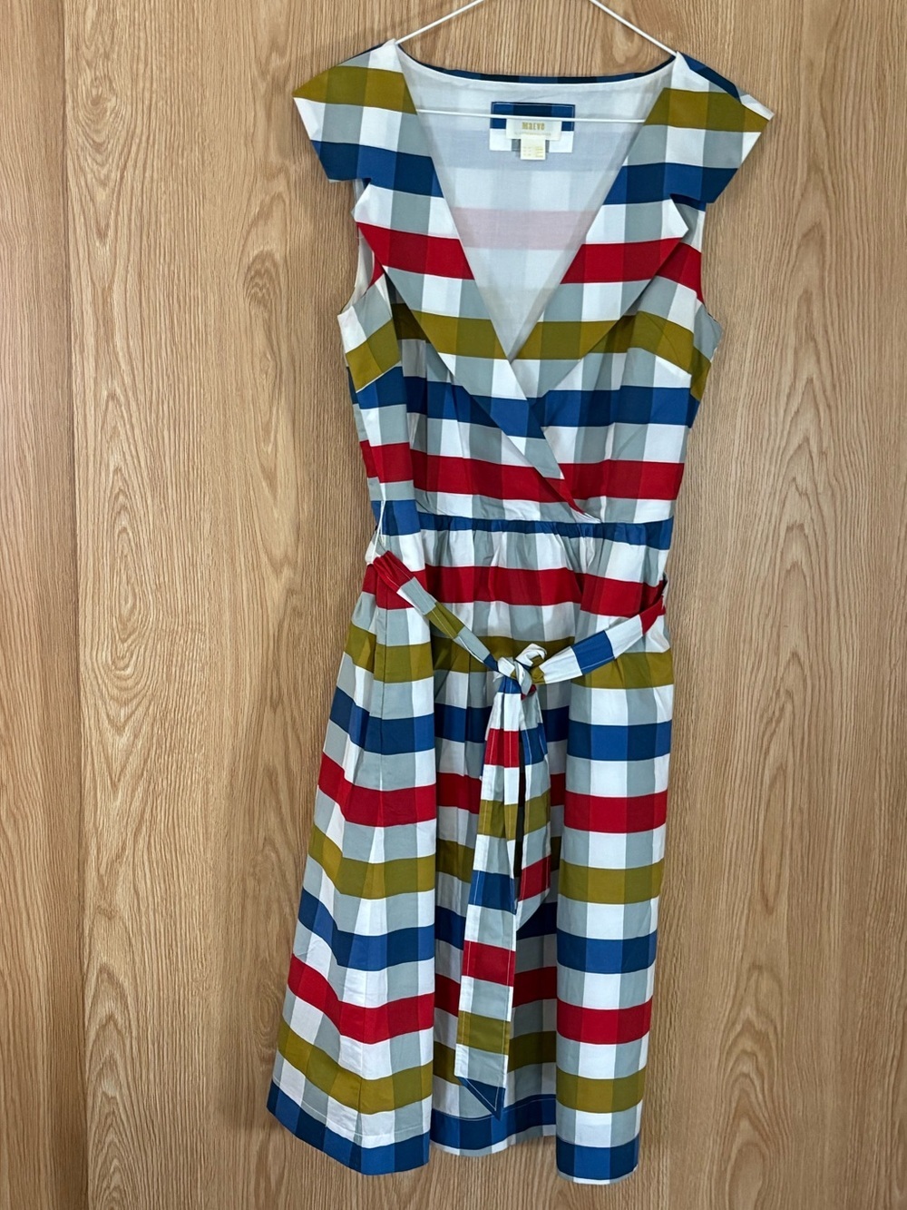 Anthropologie Maeve Cricket Club Plaid Fit-and-Flare Belted Sleeveless Dress - Picture 3 of 9